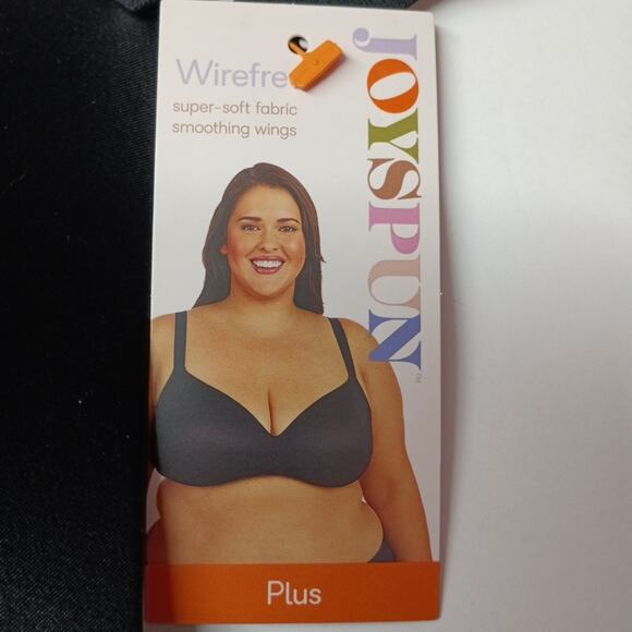 Joyspun Plus Wirefree Full Coverage Bra Women's Size 38DD Black Smooth Wings - Picture 2 of 5